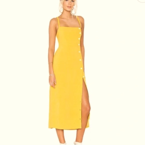 NWOT Capulet brand @ Revolve button dress in saffron yellow Sz Small ☀️ charming - Picture 2 of 10